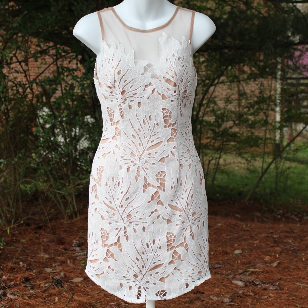 Forever 21 Ivory Lace Mini Dress with Nude Underlay